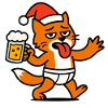 Santa Cat Santa Hat Beer Christmas
