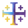 Kairos Cross (Jerusalem Cross) – Violet & Yellow