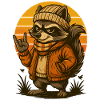 Cool raccoon retro style