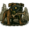 Gas Mask Bulldog in Ruined City