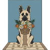 Flower basket dog: German Shepherd