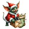 Green Christmas elf with sack