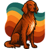 Irischer roter Setter-Hund in Retro-Wave-Palette