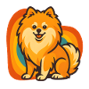 Glossy Pomeranian Dog in Retro Aura