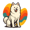 Samoyed Dog Prism Retro Wave