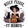 Witch Reading by Pumpkin Night