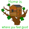 Treehouse with saying