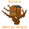 Haus im Baum mit Text