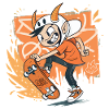 Skater Imp on Orange Graffiti