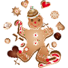 Fröhlicher Lebkuchenmann mit Weihnachtsplätzchen