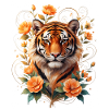 Tiger with flower tendrils ornament