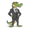 Alligator im Anzug mit Sonnenbrille