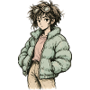Indie Skater in Mint Puffy Jacket