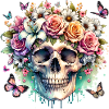 Flowers Skull Beauty Bloom