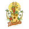Hawaiianische Ukulele im Blumenparadies