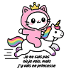 Rosa Katze auf Regenbogen-Einhorn