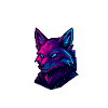 Neon fox head in cyberpunk style