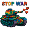 Regenbogen Panzer mit Peace-Zeichen – STOP WAR