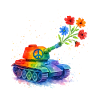 Char arc-en-ciel Peace – Aquarelle Antiwar