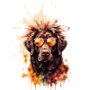 Cooler Aquarell-Hund mit Sonnenbrille