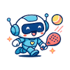 Kawaii Futuristic Blue Tennis Robot