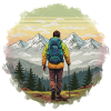Hiker at Sunset Mountain Ridge