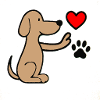 Dog with heart and paw print