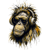 Cool monkey with headphones