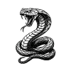 Snake Curvature Black and White Tattoo