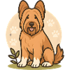 Cute Briard Dog with Paw Pattern
