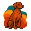 Vizsla Dog in Retro Palette