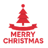 Red Christmas tree with ribbon