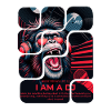 DJ monkey with headphones neon design