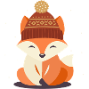 Lächelnder Fuchs mit Wintermütze – Wintermotiv