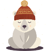 Schlafender Eisbär mit Wintermütze – Wintermotiv