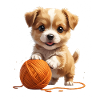 Kuschelhund mit Garnball