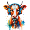 Vache avec casque Popart