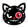 Black cat with red eye
