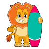 Lion Surfing Surfboard Summer