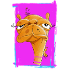 Neon Camel Caricature on Pink Background
