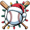 Santa Baseball Xmas Lights