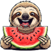 Cute Sloth with Watermelon Summer Cartoon