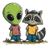 Alien & Raccoon Buddies – Friendship between Ga
