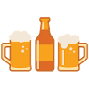 Biertrio mit Flasche und zwei Gläsern