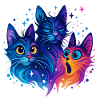 Neon Galaxy Cats Trio