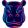 Neon Hippo Head
