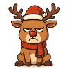Grim Reindeer with Christmas Scarf