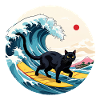 Black Cat Surfing Wave