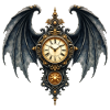 Ornamental Gothic winged clock