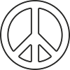 Peace Symbol Lineart Black White